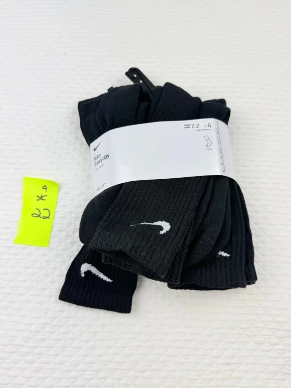Nike Everyday Plus Dri-FIT Adult Unisex Cushioned 5 Pack Crew Socks Mens L (8-12